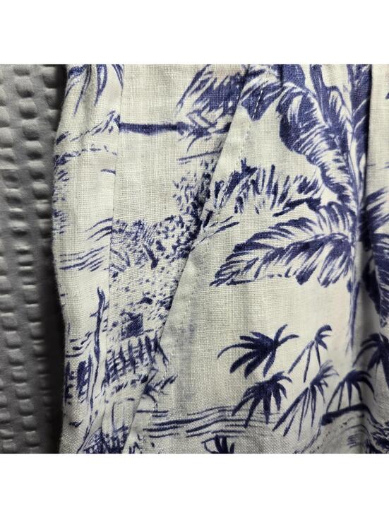 Joie 100% Linen Toile Midi Skirt Blue White Tropical Coastal Grandma Boho Small - Picture 4 of 6
